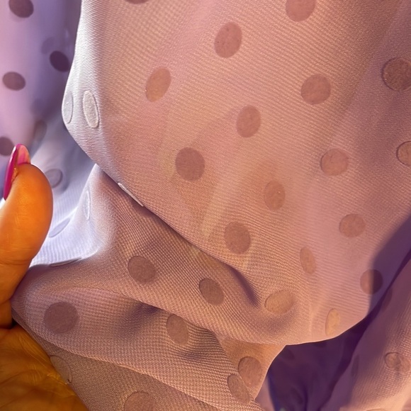 TORRID chiffon chip DOT blouse top puff long sleeve cuffed semisheer lilac  2X - Picture 5 of 12